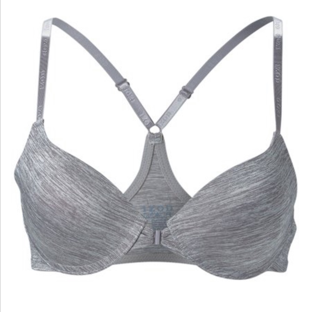 NWOT Gray Marled Front-Clasp Racerback Bra
